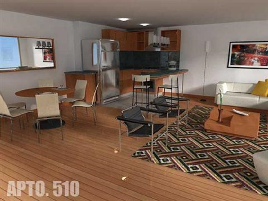 Render Apartamento 510 (custom) - Sala comedor y cocina