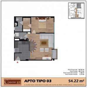 Apartamento Tipo 3 una alcoba  