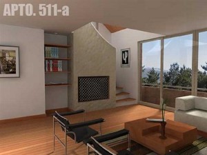 Render Apartamento 511a (custom) - Chimenea y Sala