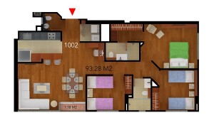 Render Planta Apartamento 1002 Country 58 Federmán 