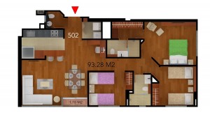 Render Planta Apartamento 502 Country 58 Federmán 