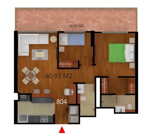 Render Planta Apartamento 804 Country 58 Federmán 