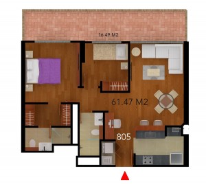 Render Planta Apartamento 805 Country 58 Federmán 