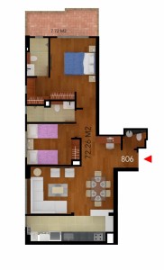 Render Planta Apartamento 806 Country 58 Federmán 