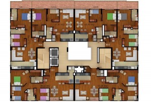 Render Planta Piso 8 Country 58 Federmán; Los planos y las imágenes son ilustrativos y no comprometen a la sociedad constructora. 