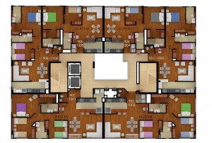 Render Planta Piso 9-10 Country 58 Federmán; Los planos y las imágenes son ilustrativos y no comprometen a la sociedad constructora. 